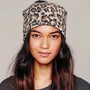 Free People Jaquard Print Pom Pom Beanie